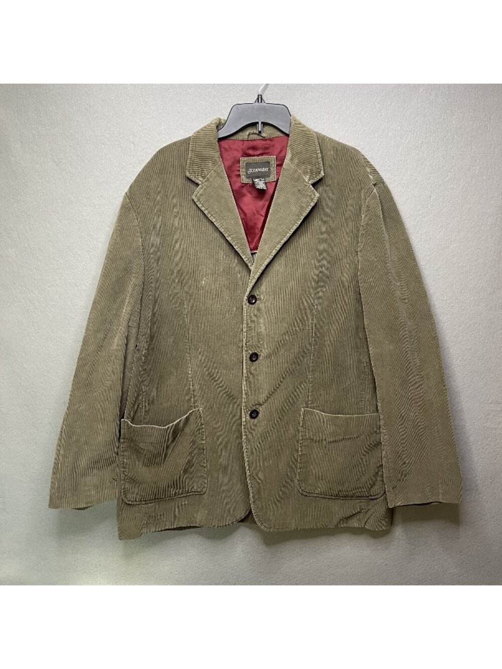 St. Johns Bay Tan Corduroy Blazer Jacket XLT 3-Button Patch Pockets